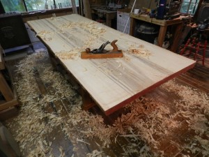 old growth dining table  hand planing